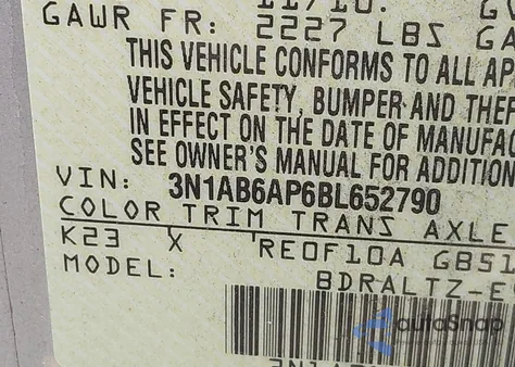 2011 Nissan Sentra 2.0S from USA, damaged, VIN 3N1AB6AP6BL652790